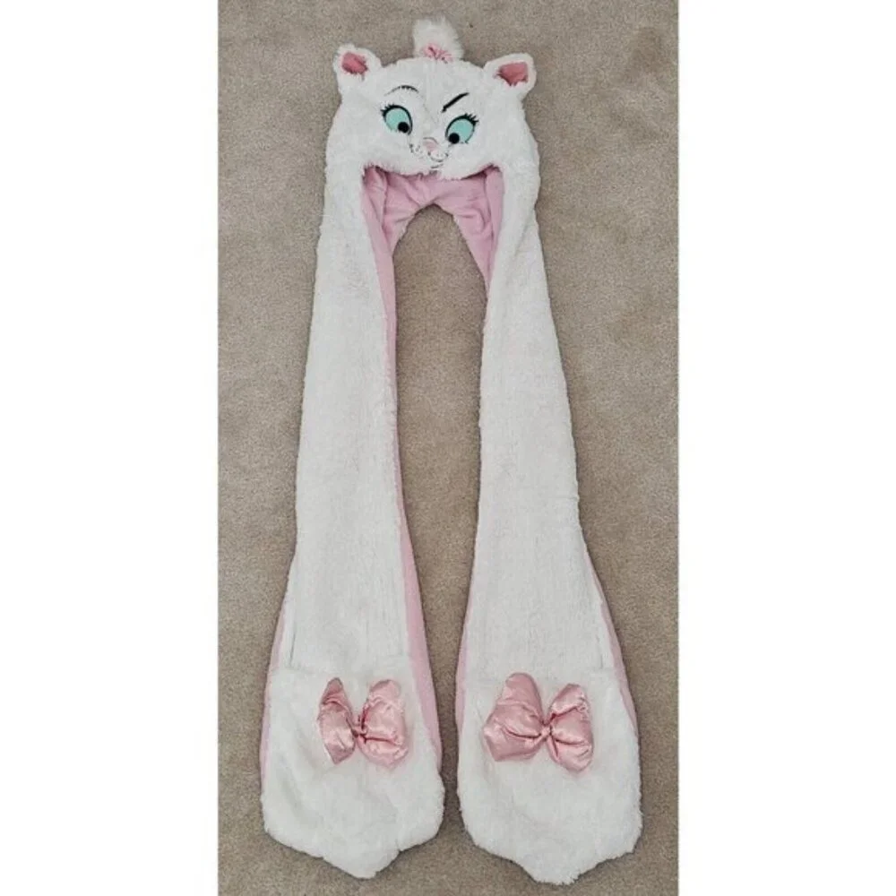 Disney Parks Marie Aristocats Fleece Plush Hat Scarf Mittens 1-Piece Combo Child